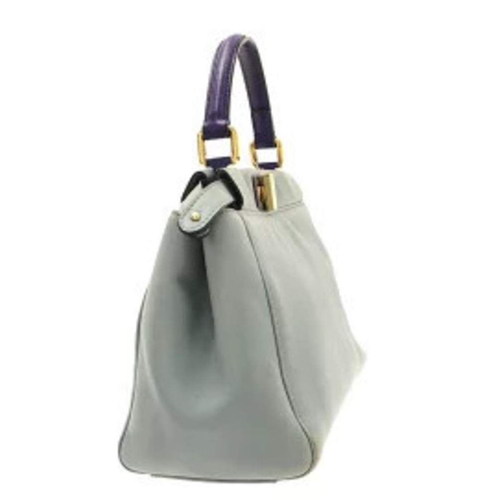 Fendi Peekaboo Iconic Handbag Blue Purple Leather